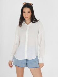 Brave Soul Koszula LSH-573KENDALL Biały Straight Fit. Białe koszule damskie Brave Soul, xl, bez wzorów, z wiskozy, bez kołnierzyka, bez ramiączek. Za 119.99 zł.