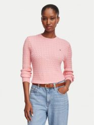 Tommy Hilfiger Sweter WW0WW44993 Różowy jasny Regular Fit. Czerwone swetry klasyczne damskie Tommy Hilfiger, xl, z bawełny, bez kołnierzyka. Za 529.99 zł.