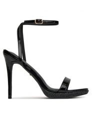 DeeZee Sandały F2851-25 Czarny. Czarne sandały damskie DeeZee, bez wzorów, z materiału, bez obcasa, na szpilce, bez zapięcia. Za 129.99 zł.