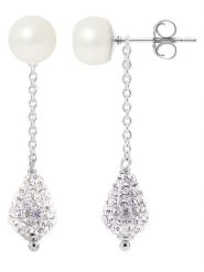 Pearl Addict Srebrne kolczyki-wkrętki z perłami i kryształami rozmiar: onesize. Białe kolczyki damskie Pearl Addict, z kryształem, srebrne. Za 173.99 zł.