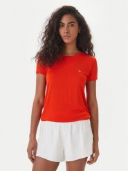 Emporio Armani T-Shirt EW000408 AF19024 U5029 Koralowy Regular Fit. Pomarańczowe t-shirty damskie Emporio Armani, m, bez wzorów, z bawełny, bez kołnierzyka. Za 259.99 zł.