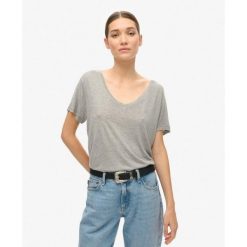 T-shirt Studios Slub Emb Vee Tee od SUPERDRY. Szare t-shirty damskie Superdry, bez wzorów, bez kołnierzyka. Za 111.45 zł.