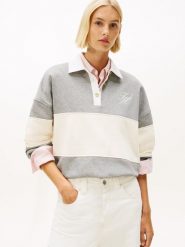 Tommy Hilfiger bluza polo Kobiety szary|biały, L. Białe bluzy damskie Tommy Hilfiger, l, bez wzorów, bez kaptura. Za 379.95 zł.
