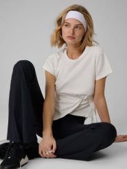 4F T-shirt slim z marszczeniem damski - biały L. Białe t-shirty damskie 4F, l, bez wzorów, z dzianiny, bez kołnierzyka. Za 89.99 zł.