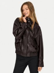 ONLY Kurtka z imitacji skóry Julia 15373024 Brązowy Loose Fit. Brązowe kurtki damskie Only, xs, bez wzorów, ze skóry, bez kaptura. Za 299.99 zł.