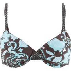 Biustonosz bikini na fiszbinach bonprix brązowo-turkusowy. Brązowe bikini bonprix. Za 49.99 zł.