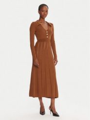 TWINSET Sukienka dzianinowa 252TP3110 Brązowy Regular Fit. Brązowe sukienki damskie Twinset, bez wzorów, z dzianiny, bez ramiączek. Za 899.99 zł.