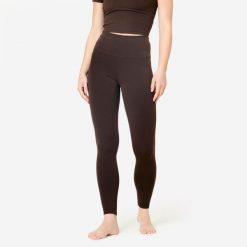 Legginsy do jogi i pilatesu Breathe. Brązowe legginsy sportowe damskie DOMYOS, xs, bez wzorów, z elastanu, na jogę i pilates. Za 119.99 zł.