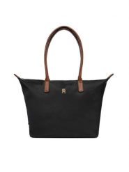 Tommy Hilfiger Torebka Popette Tote AW0AW17711 Czarny. Czarne shopper bag Tommy Hilfiger, bez wzorów, z materiału, bez dodatków. Za 429.99 zł.