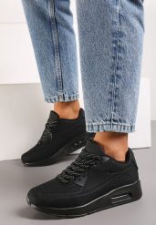 Czarne Sznurowane Sneakersy na Air Podeszwie Azorilda. Czarne obuwie sportowe damskie Renee, z materiału, bez zapięcia. Za 109.99 zł.