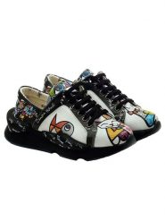 Goby Skórzane sneakersy w kolorze czarnym ze wzorem rozmiar: 40. Czarne obuwie sportowe damskie Goby, bez zapięcia. Za 260.99 zł.