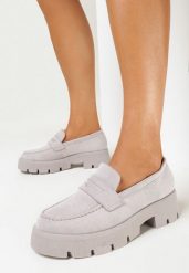 Szare Mokasyny na Grubej Podeszwie Samil. Szare mokasyny damskie Born2be, bez obcasa. Za 79.99 zł.