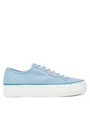 Calvin Klein Jeans Tenisówki Vulc Flatform Ctn Logo Tag YW0YW01838 Błękitny. Niebieskie trampki damskie Calvin Klein Jeans, bez wzorów, z jeansu, bez zapięcia. Za 219.99 zł.