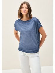 Cecil Koszulka w kolorze niebieskim rozmiar: XL. Niebieskie bluzki damskie Cecil, xl, bez wzorów, z bawełny, bez kołnierzyka, bez ramiączek. Za 79.03 zł.