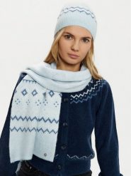 Guess Komplet czapka i komin W5PZ18 Z3LQ0 Niebieski Regular Fit. Niebieskie czapki damskie Guess, na zimę, z aplikacjami, z materiału. Za 569.99 zł.