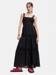Desigual Sukienka letnia 23SWVW66 Czarny Regular Fit. Czarne sukienki damskie Desigual, bez wzorów, z bawełny, bez ramiączek. Za 509.99 zł.