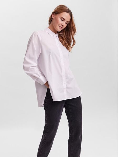 Vero Moda Koszula 10264952 Biały Regular Fit. Białe koszule damskie Vero Moda, l, bez wzorów, z bawełny, bez kołnierzyka, bez ramiączek. Za 69.99 zł.