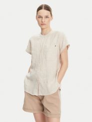 Tommy Hilfiger Koszula WW0WW44715 Beżowy Regular Fit. Brązowe koszule damskie Tommy Hilfiger, bez wzorów, ze lnu, bez kołnierzyka, bez ramiączek. Za 259.99 zł.