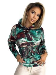 Numoco Bluza w kolorze turkusowym ze wzorem rozmiar: XL. Niebieskie bluzy damskie NUMOCO, xl, bez wzorów, z kapturem. Za 163.26 zł.