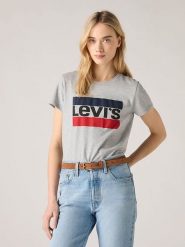 Levi's Koszulka w kolorze szarym rozmiar: S. Szare bluzki damskie Levi's, s, bez wzorów, z bawełny, bez kołnierzyka, bez ramiączek. Za 42.95 zł.