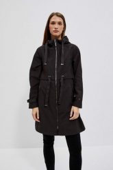 Parka z kapturem czarna. Czarne parki damskie MOODO, z poliesteru, z kapturem. W wyprzedaży za 119.99 zł.