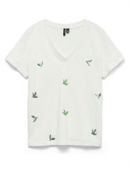 Vero Moda Koszulka w kolorze białym rozmiar: L. Białe bluzki damskie Vero Moda, l, bez wzorów, z bawełny, bez kołnierzyka, bez ramiączek. Za 62.32 zł.
