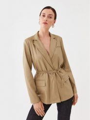 TWINSET Marynarka 232TP2901 Beżowy Regular Fit. Brązowe marynarki i żakiety damskie Twinset, bez wzorów, ze skóry. Za 1,389.00 zł.