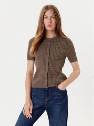 Tommy Hilfiger Kardigan WW0WW45707 Brązowy Slim Fit. Brązowe kardigany damskie Tommy Hilfiger, m, bez wzorów, z bawełny. Za 389.99 zł.