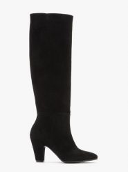 Kozaki na obcasie w stylu retro AMY. Czarne kozaki damskie Ryłko, ze skóry, bez obcasa, na obcasie, bez zapięcia. W wyprzedaży za 199.99 zł.