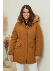 Curvy Lady Kurtka zimowa w kolorze karmelowym rozmiar: 42/44. Brązowe kurtki damskie Curvy Lady, na zimę, bez wzorów, z puchu, bez kaptura. Za 170.87 zł.