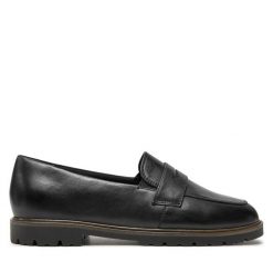 Lordsy Tamaris. Czarne półbuty damskie Tamaris, bez wzorów, bez obcasa, bez zapięcia. Za 239.99 zł.