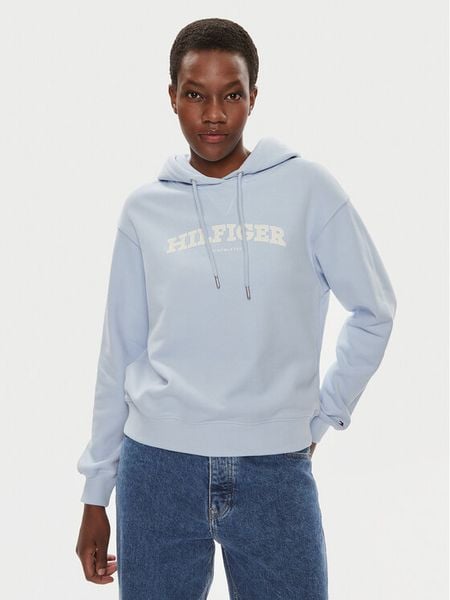 Tommy Hilfiger Bluza Monotype Flock WW0WW41236 Błękitny Relaxed Fit. Niebieskie bluzy damskie Tommy Hilfiger, xxl, bez wzorów, z bawełny, bez kaptura. Za 469.99 zł.