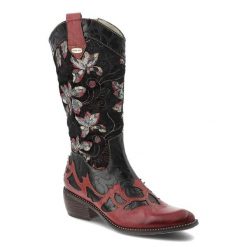 Czerwone Kozaki Laura Vita Eleganckie Buty Damskie. Czerwone kozaki damskie LAURA VITA, z materiału, bez obcasa, na obcasie, bez zapięcia. Za 535.99 zł.
