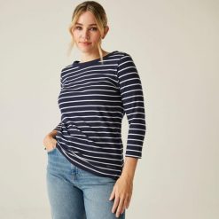 Koszulka do chodzenia z rękawem 3/4 damska Bayletta II. Niebieskie bluzki damskie Regatta, bez wzorów, z polaru, sportowe, bez kołnierzyka, bez ramiączek. W wyprzedaży za 63.50 zł.