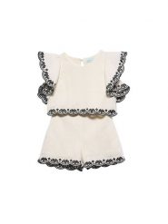 Abel & Lula Komplet bluzka i szorty sportowe 5211 Écru Regular Fit. Bluzki i koszule dziewczęce Abel & Lula, bez wzorów, ze lnu, bez kołnierzyka, bez ramiączek. Za 449.99 zł.