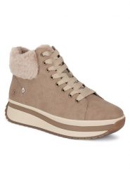 Rieker Revolution Lifestyle Botki W0961-20 Beżowy. Brązowe botki damskie Rieker Revolution Lifestyle, ze skóry, bez obcasa, na płaskiej podeszwie, bez zapięcia. Za 499.99 zł.