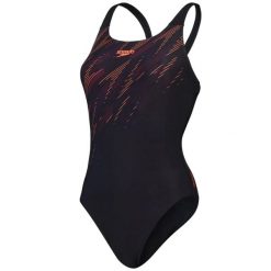 Damski kostium kąpielowy 1-częściowy Speedo Eco+ H-Boom Placement Muscleback. Czarne stroje jednoczęściowe Speedo, bez wzorów. Za 308.50 zł.