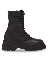 Tommy Jeans Botki Tjw Lace Up Padded Boot EN0EN02405 Czarny. Czarne botki damskie Tommy Jeans, z jeansu, bez obcasa, na słupku, bez zapięcia. Za 679.99 zł.