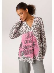 Aniston Bluzka w kolorze różowo-szarym rozmiar: 42. Szare bluzki damskie Aniston, bez wzorów, z wiskozy, bez kołnierzyka, bez ramiączek. Za 130.99 zł.