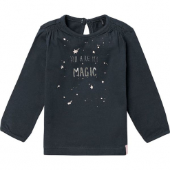 Koszulka "Buena" w kolorze granatowym. Niebieskie koszulki i t-shirty dziewczęce Noppies Baby, z nadrukiem, z okrągłym kołnierzem, z długim rękawem. W wyprzedaży za 25.95 zł.