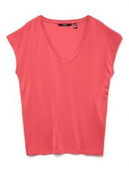 Vero Moda Koszulka w kolorze czerwonym rozmiar: S. Czerwone koszulki damskie Vero Moda, s, bez wzorów, bez kołnierzyka, bez ramiączek. Za 83.42 zł.