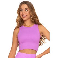 Top damski Moraj, krótki z gumką sportowy, różowy, BD2300-005. Czerwone koszulki sportowe damskie Moraj, l, bez wzorów, bez ramiączek, na fitness i siłownię. Za 59.99 zł.