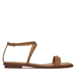 Sandały MICHAEL Michael Kors. Brązowe sandały damskie MICHAEL Michael Kors, bez wzorów, ze lnu, bez obcasa, na płaskiej podeszwie, bez zapięcia. Za 439.99 zł.