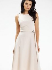 Sukienka Model A633 Beige - awama. Brązowe sukienki damskie Awama, bez wzorów, z elastanu, eleganckie, bez ramiączek. Za 274.07 zł.