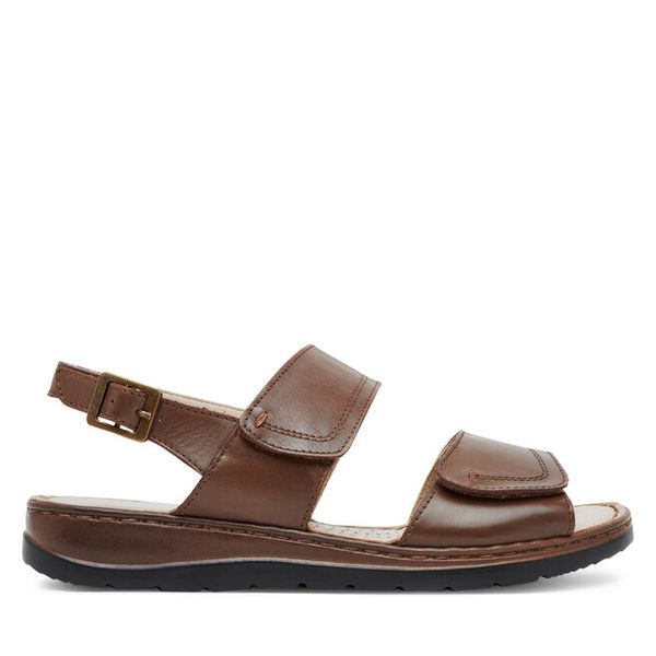 Sandały Caprice. Brązowe sandały damskie Caprice, bez wzorów, bez obcasa, na płaskiej podeszwie, bez zapięcia. Za 269.99 zł.