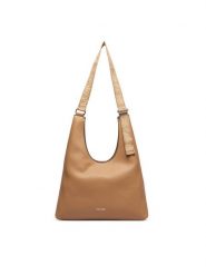 Calvin Klein Torebka Webbing Adj Strap Large Shoulder LV04F3643G Beżowy. Brązowe torebki klasyczne damskie Calvin Klein, ze skóry, bez dodatków. Za 569.99 zł.