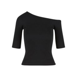 Koszulka damska Urban Classics Organic Asymmetric Rib. Czarne bluzki damskie Urban Classics, bez wzorów, z bawełny, z asymetrycznym kołnierzem, bez ramiączek. Za 93.00 zł.