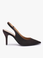 Brązowe czółenka bez pięty slingback na wysokim obcasie. Brązowe czółenka damskie Ryłko, bez wzorów, z gumy, bez obcasa, na obcasie. Za 399.99 zł.