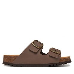 Klapki Scholl. Brązowe klapki damskie Scholl, bez wzorów, bez obcasa, bez zapięcia. Za 199.99 zł.