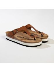 BACKSUN Japonki "Alghero" w kolorze jasnobrązowym rozmiar: 38. Brązowe klapki damskie Backsun, bez wzorów, z materiału, z otwartym noskiem, bez obcasa, na platformie, bez zapięcia. Za 130.99 zł.